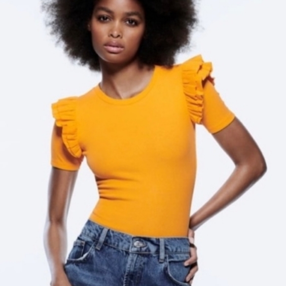 Zara Tops - Zara Ribbed Bodysuit Sz L